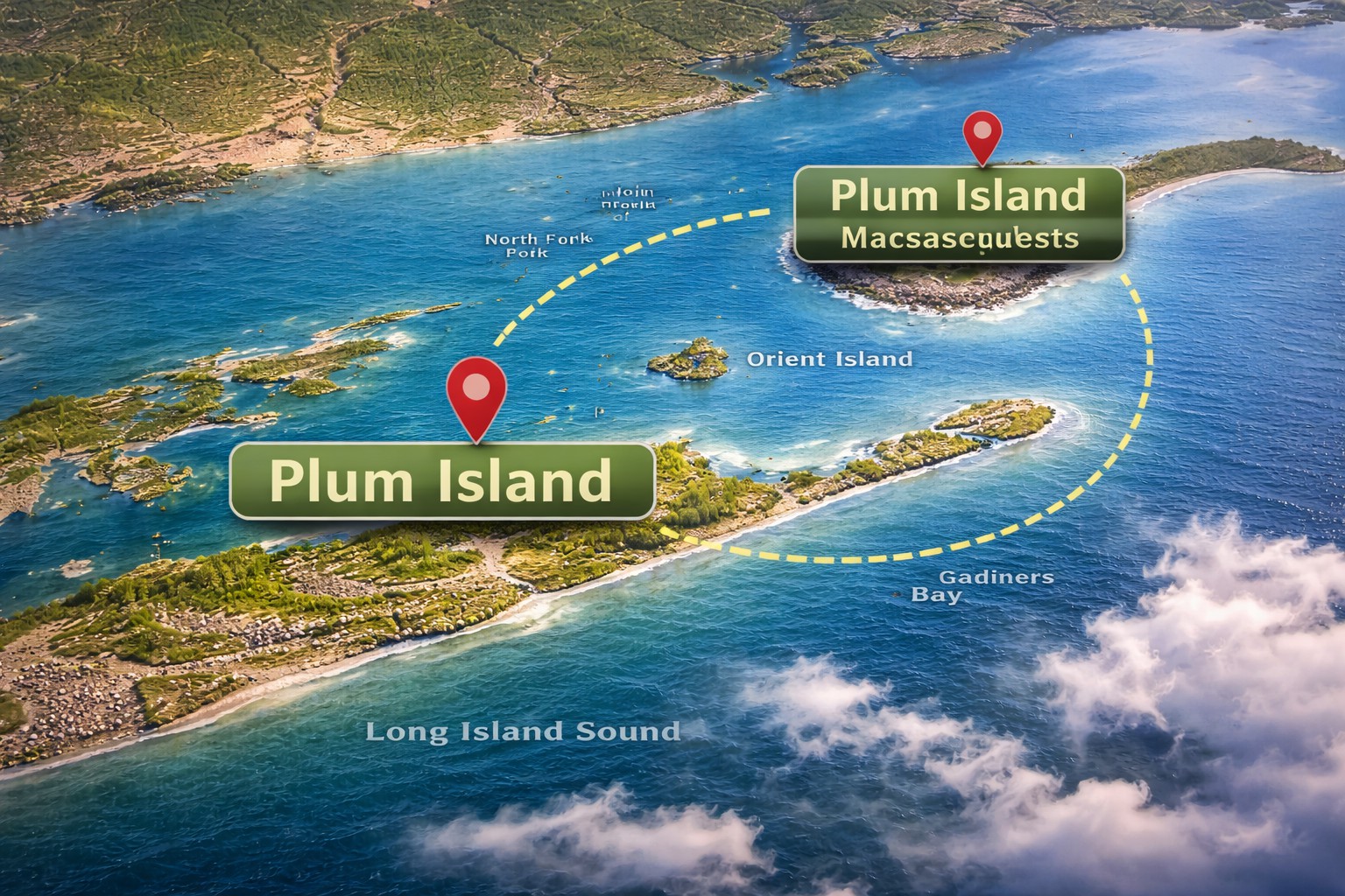 Plum Island Southold NY 11957 Location Compared to Other Places